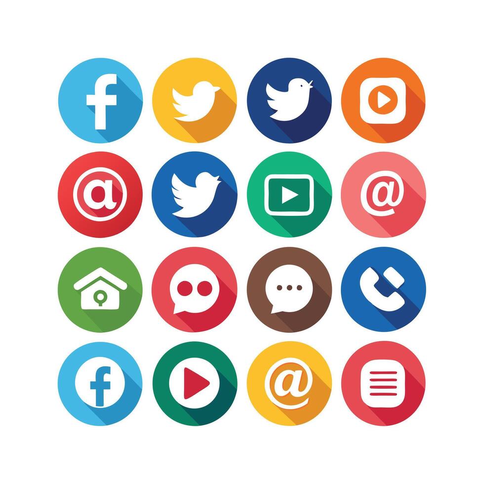 Social Media Icon Set Collection for Websites and Mobile Applications vector