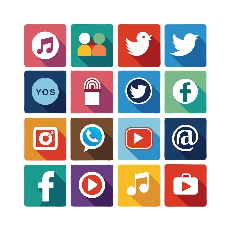 Social Media Icon Set Collection for Websites and Mobile Applications vector