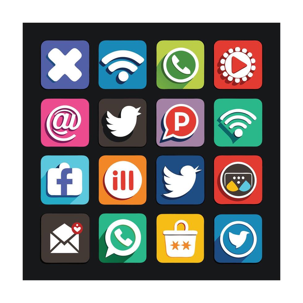 Social Media Icon Set Collection for Websites and Mobile Applications vector