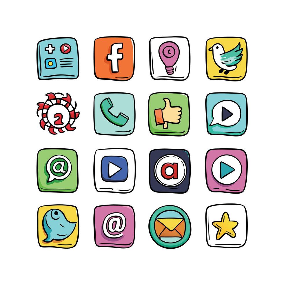 Social Media Icon Set Collection for Websites and Mobile Applications vector