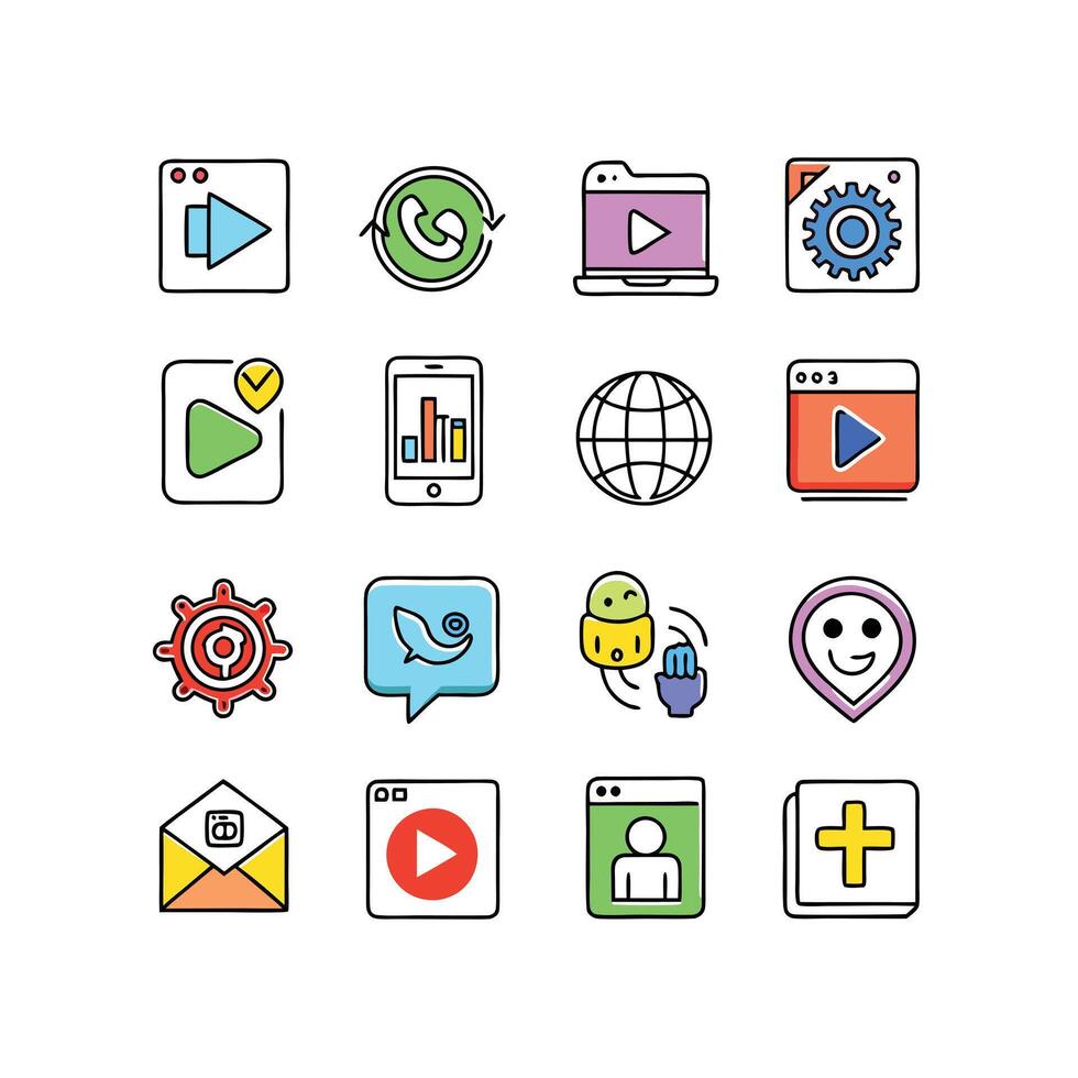Social Media Icon Set Collection for Websites and Mobile Applications vector