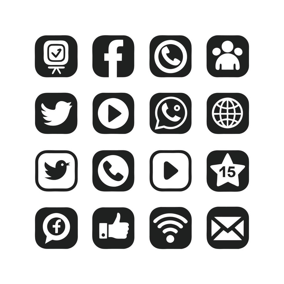 Social Media Icon Set Collection for Websites and Mobile Applications vector