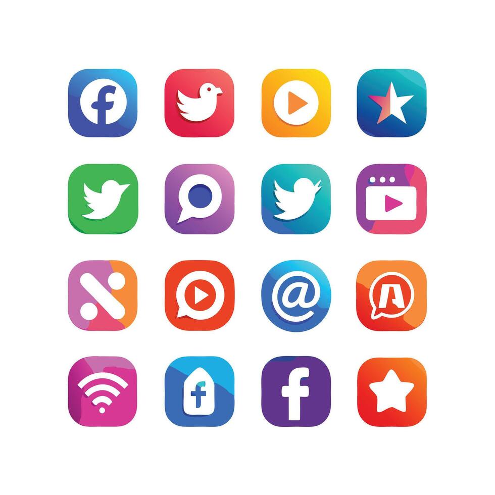 Social Media Icon Set Collection for Websites and Mobile Applications vector