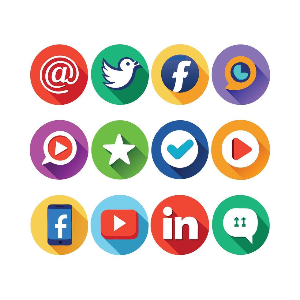 Social Media Icon Set Collection for Websites and Mobile Applications vector
