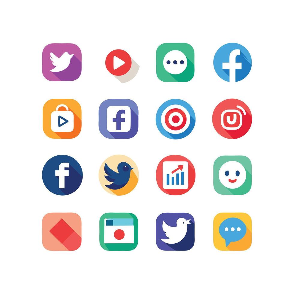 Social Media Icon Set Collection for Websites and Mobile Applications vector