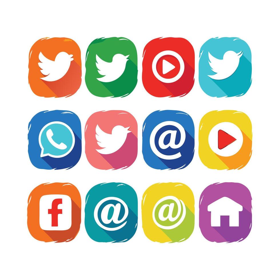Social Media Icon Set Collection for Websites and Mobile Applications vector