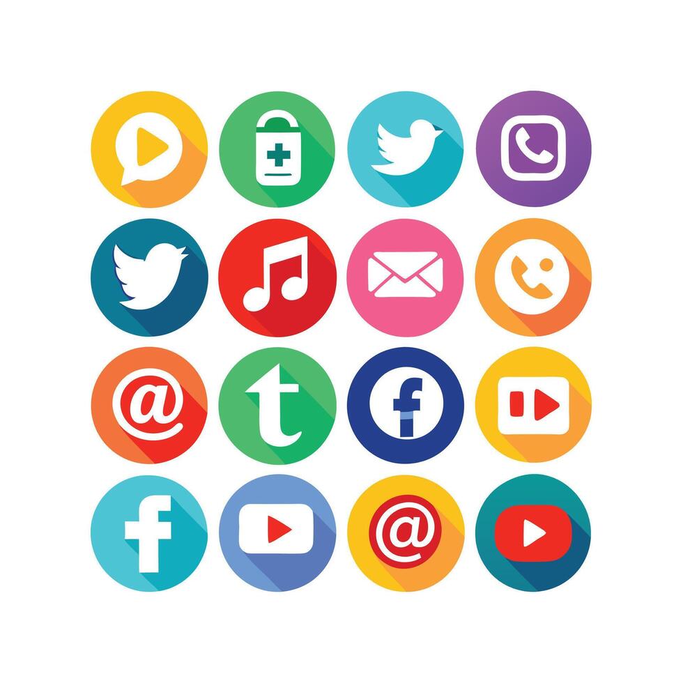 Social Media Icon Set Collection for Websites and Mobile Applications vector