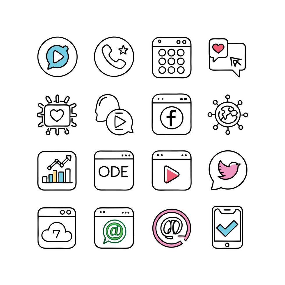 Social Media Icon Set Collection for Websites and Mobile Applications vector