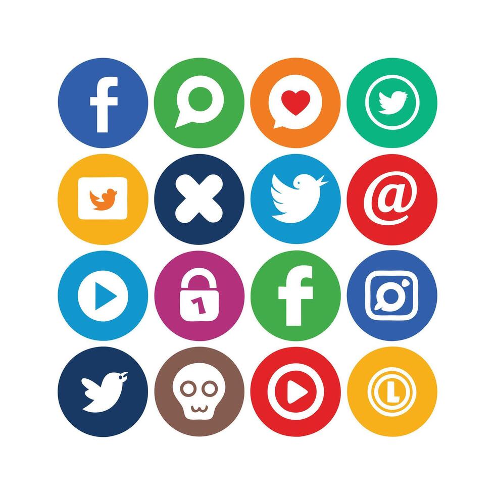 Social Media Icon Set Collection for Websites and Mobile Applications vector