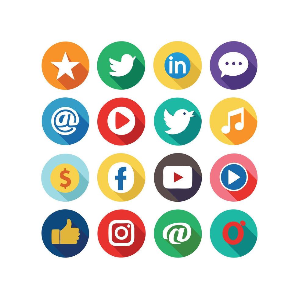 Social Media Icon Set Collection for Websites and Mobile Applications vector