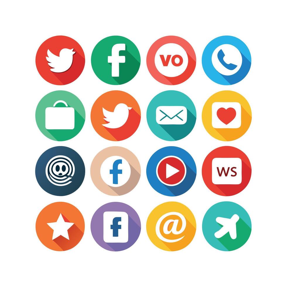 Social Media Icon Set Collection for Websites and Mobile Applications vector