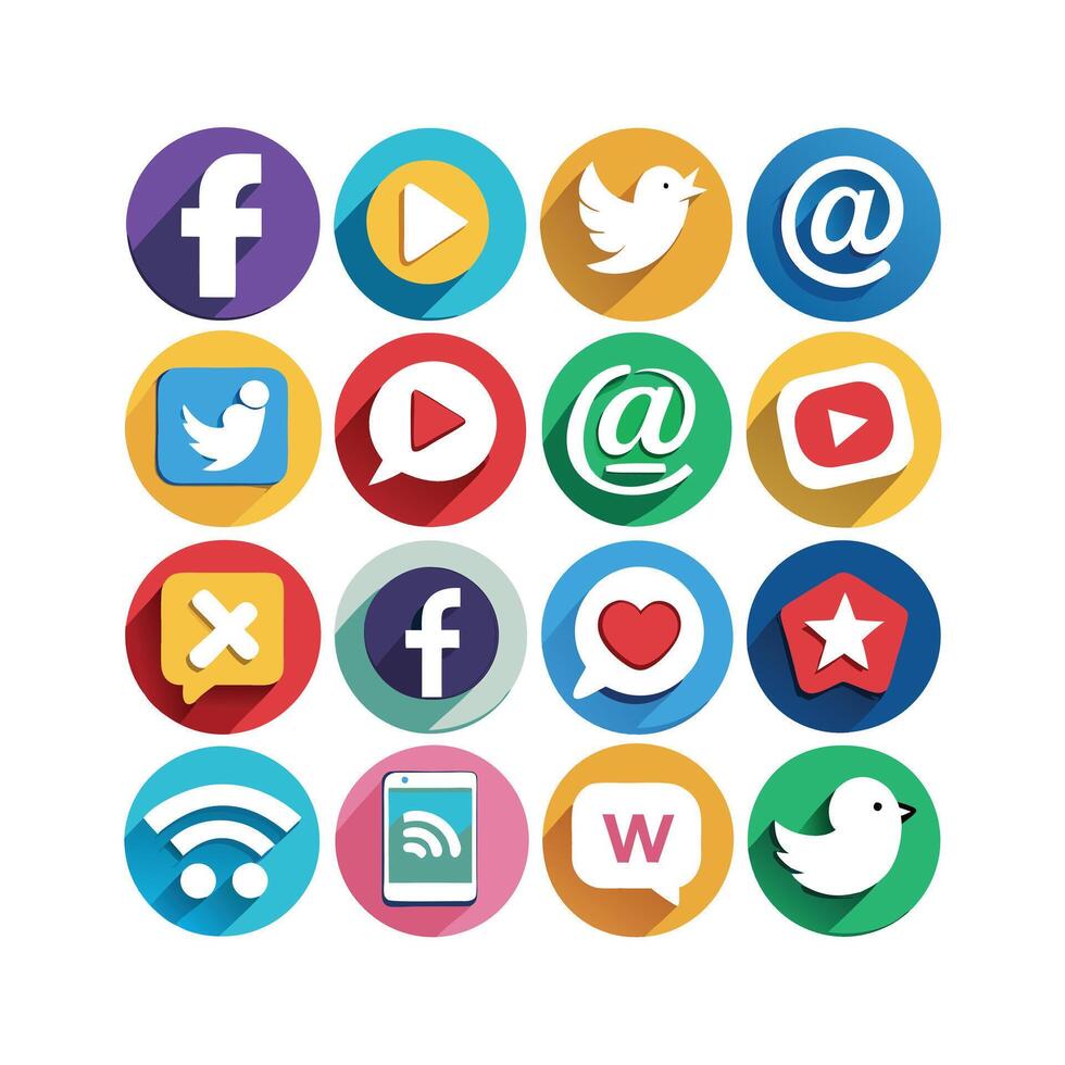 Social Media Icon Set Collection for Websites and Mobile Applications vector
