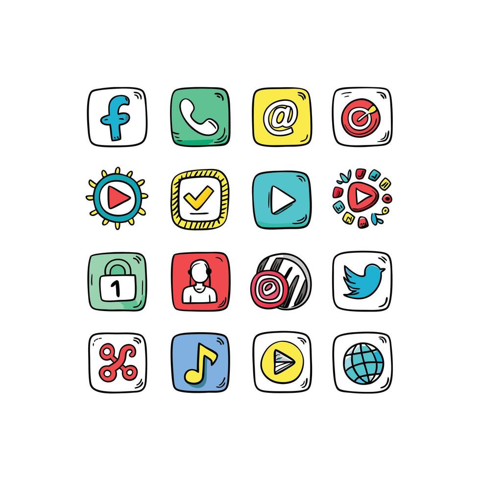 Social Media Icon Set Collection for Websites and Mobile Applications vector