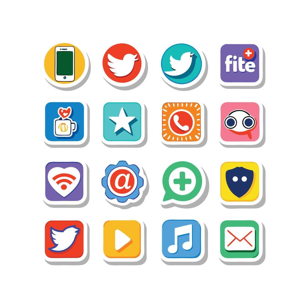 Social Media Icon Set Collection for Websites and Mobile Applications vector