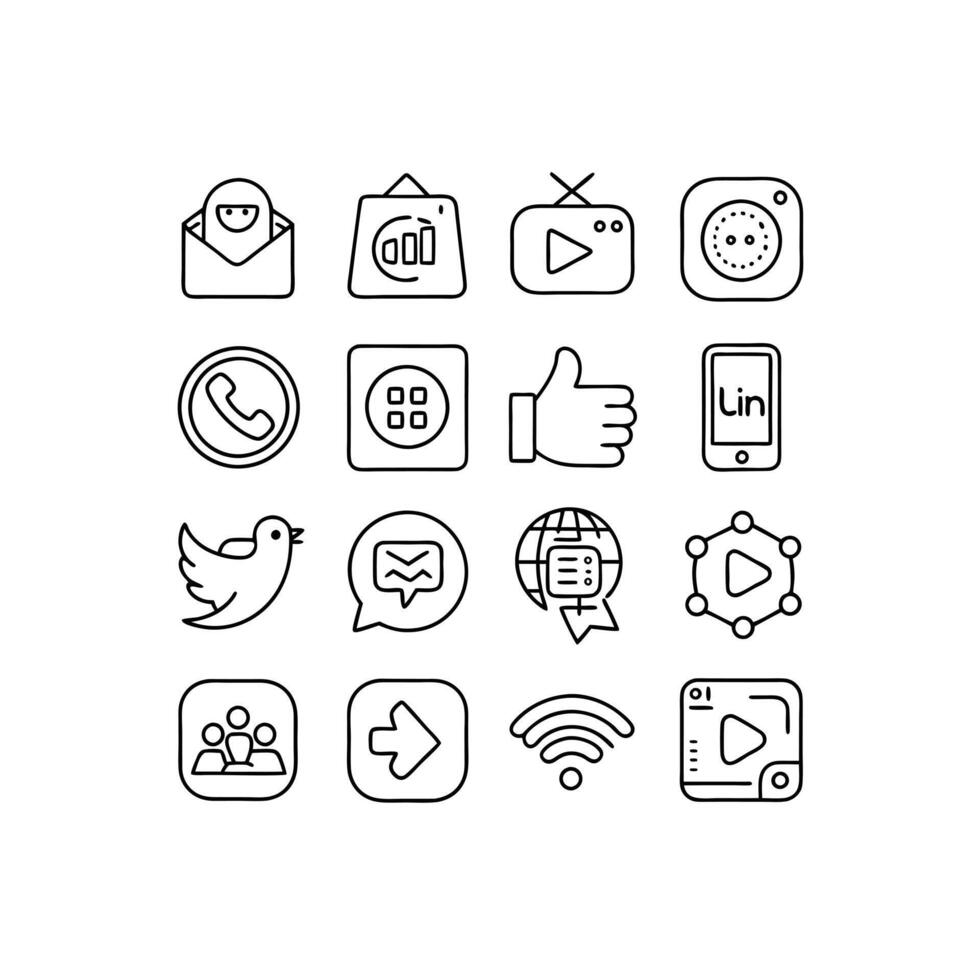 Social Media Icon Set Collection for Websites and Mobile Applications vector