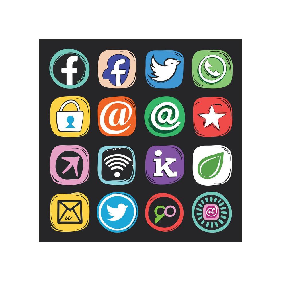Social Media Icon Set Collection for Websites and Mobile Applications vector
