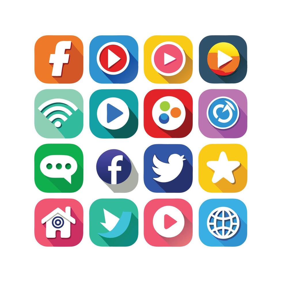 Social Media Icon Set Collection for Websites and Mobile Applications vector