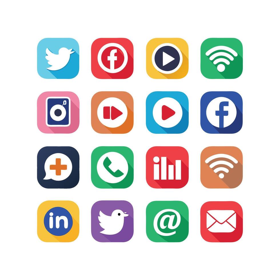 Social Media Icon Set Collection for Websites and Mobile Applications vector