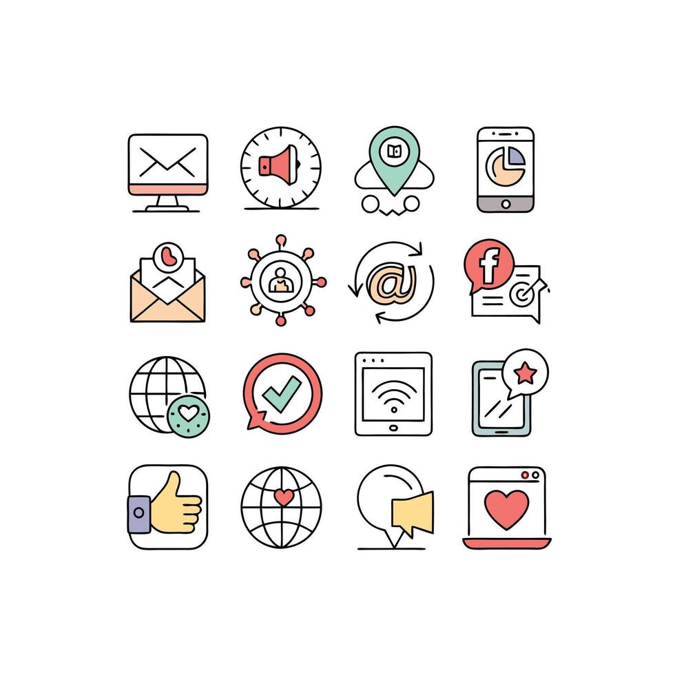 Social Media Icon Set Collection for Websites and Mobile Applications vector