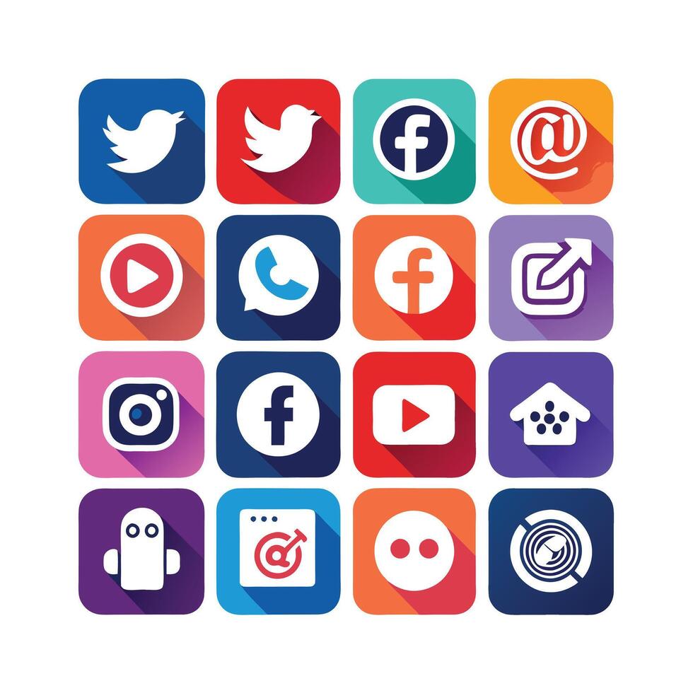 Social Media Icon Set Collection for Websites and Mobile Applications vector