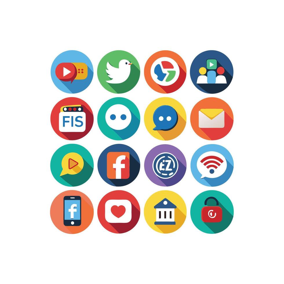 Social Media Icon Set Collection for Websites and Mobile Applications vector