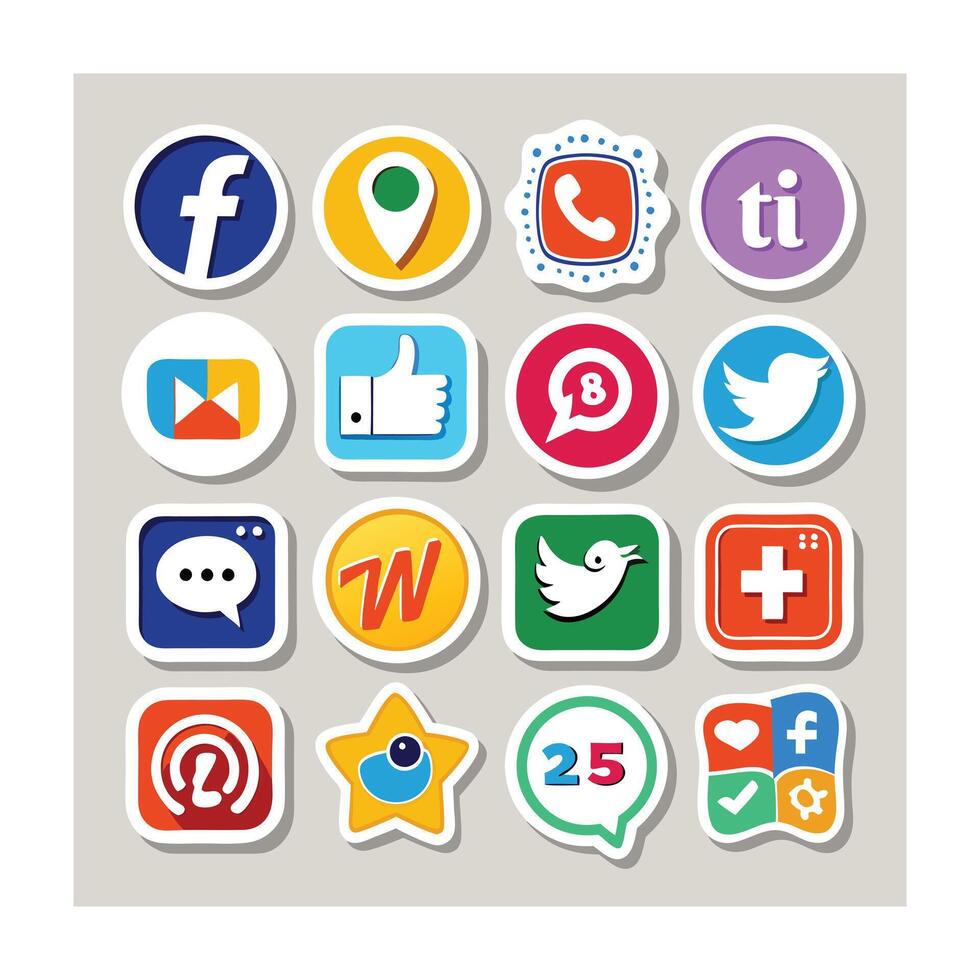 Social Media Icon Set Collection for Websites and Mobile Applications vector