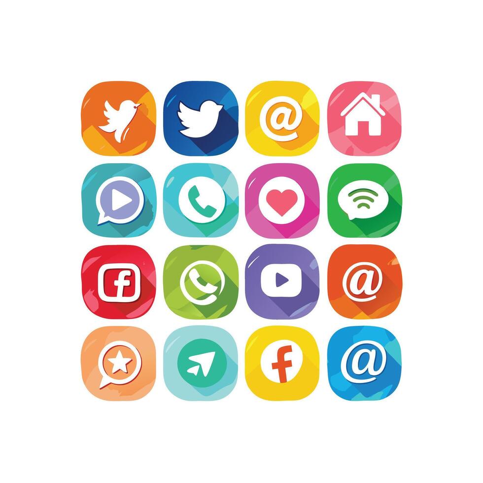 Social Media Icon Set Collection for Websites and Mobile Applications vector