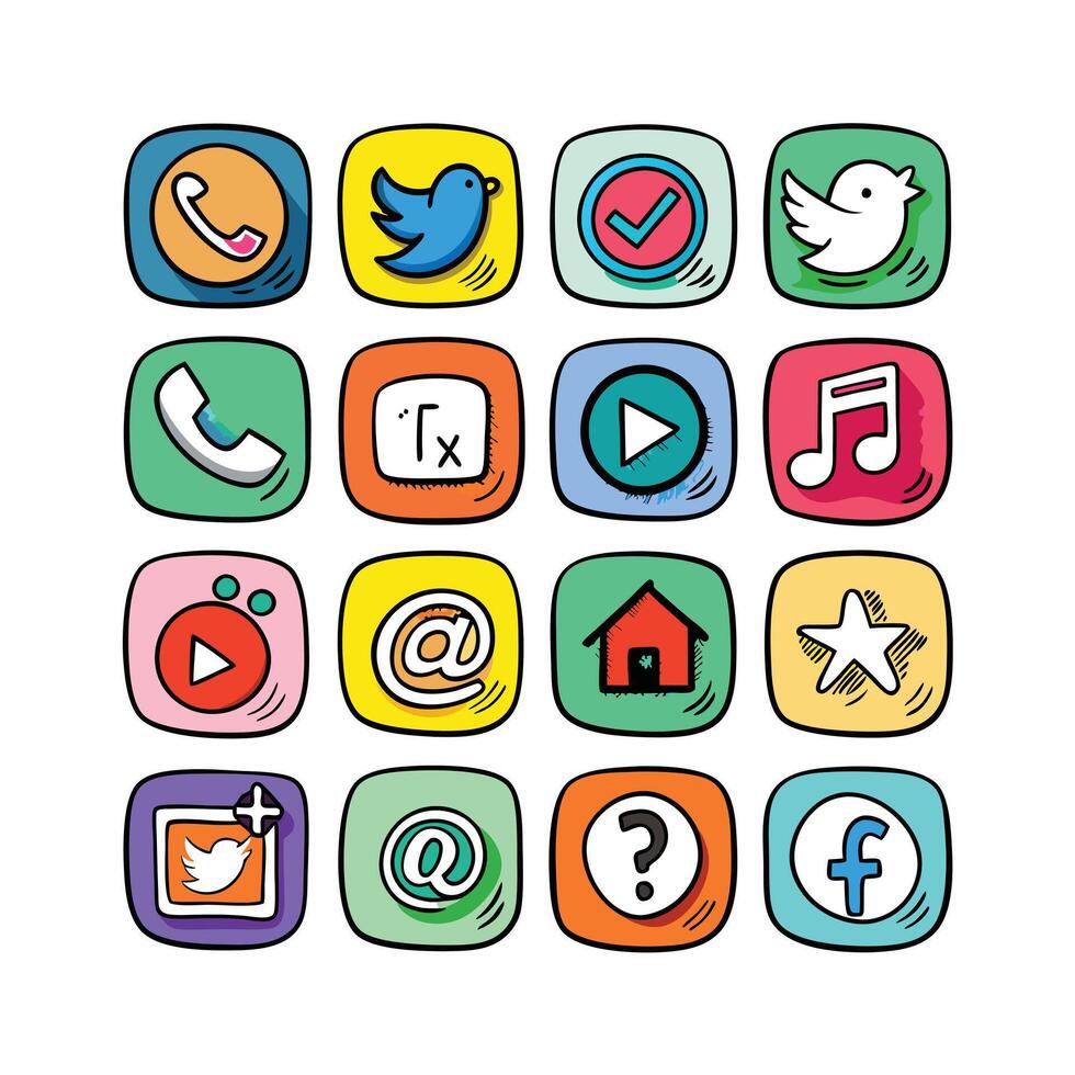 Social Media Icon Set Collection for Websites and Mobile Applications vector