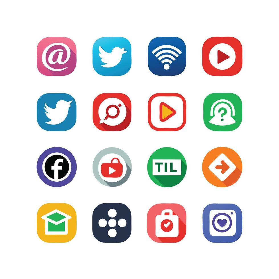 Social Media Icon Set Collection for Websites and Mobile Applications vector