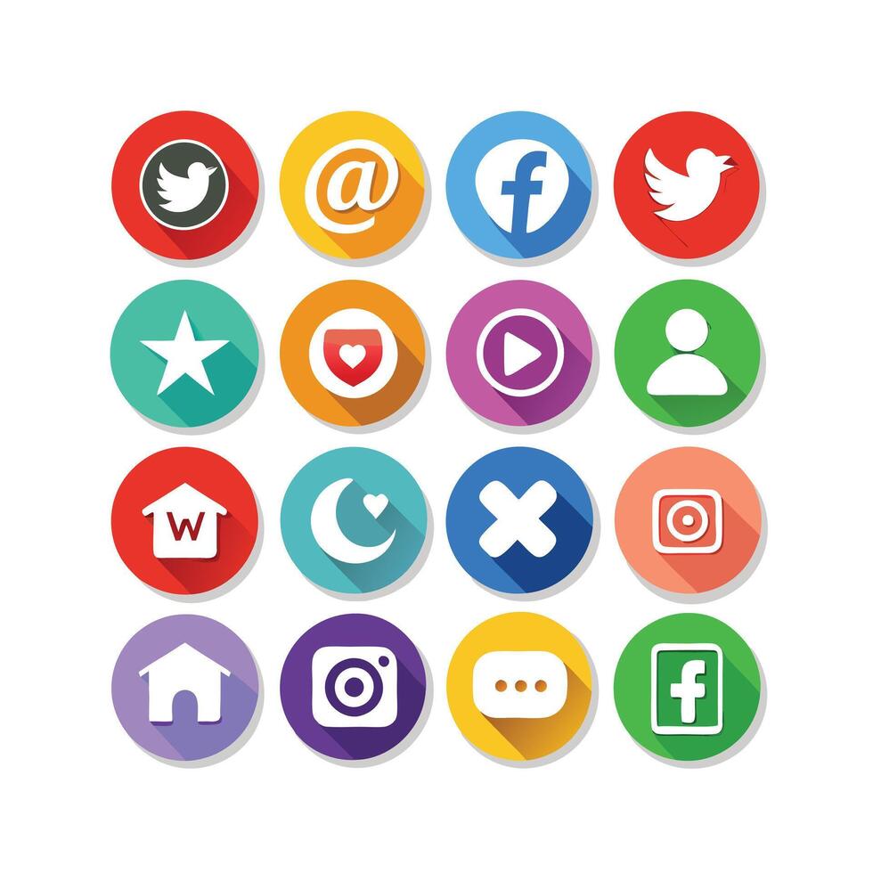Social Media Icon Set Collection for Websites and Mobile Applications vector