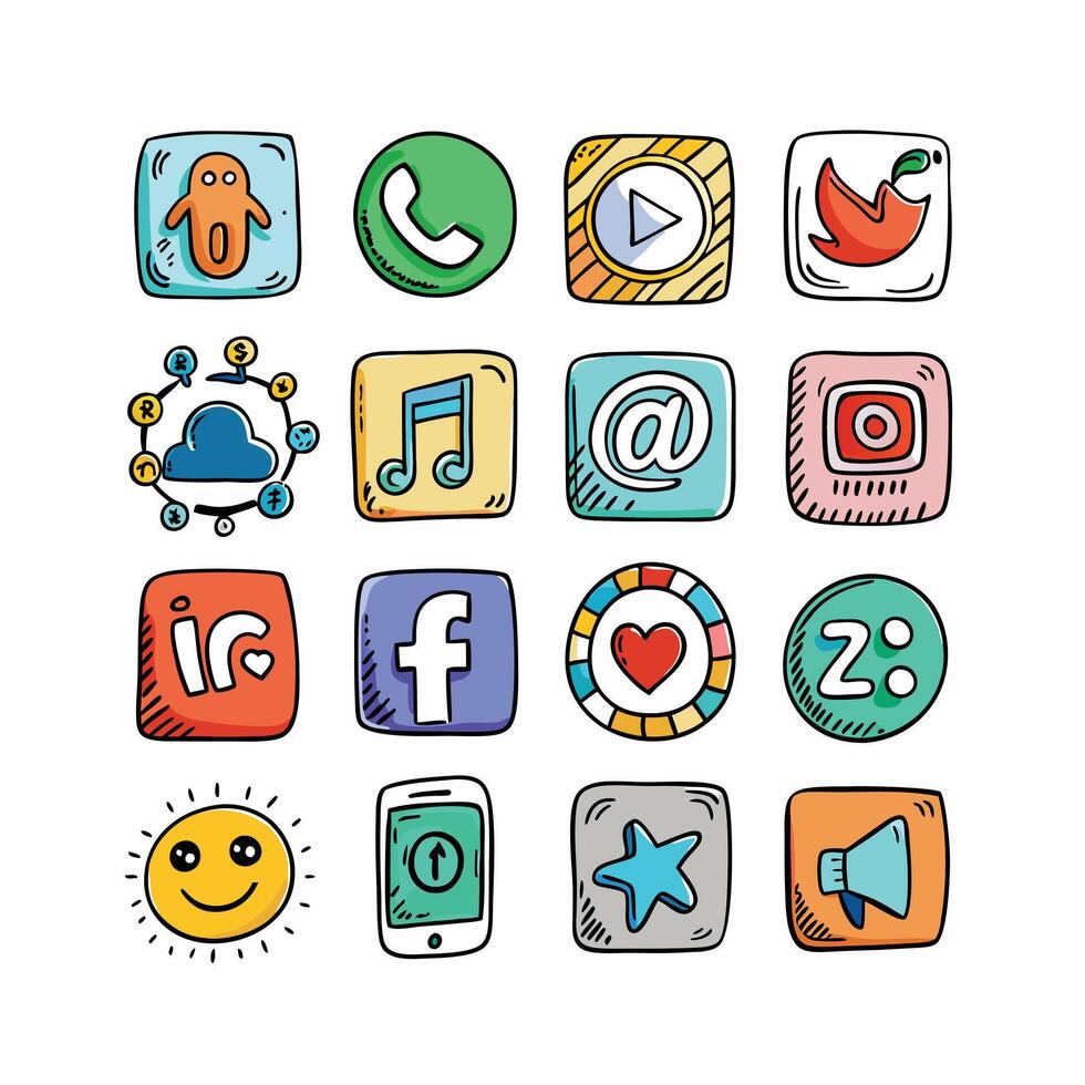 Social Media Icon Set Collection for Websites and Mobile Applications vector
