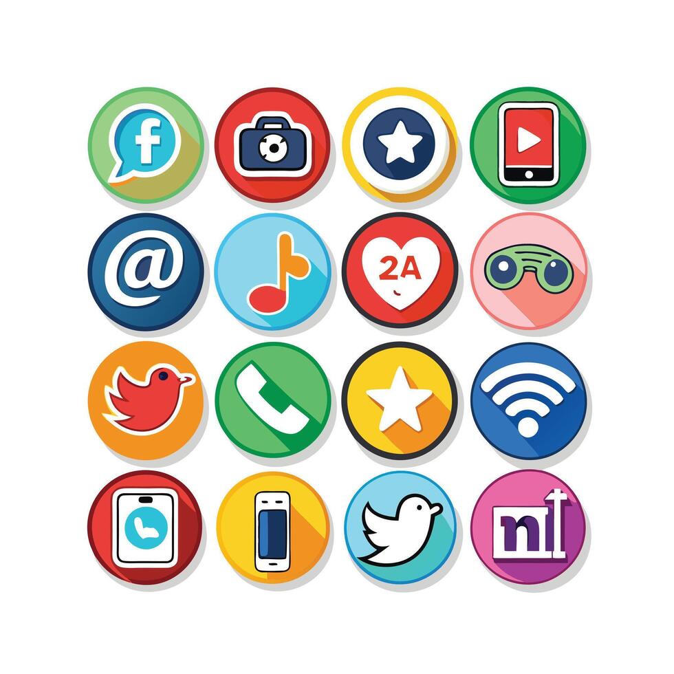 Social Media Icon Set Collection for Websites and Mobile Applications vector