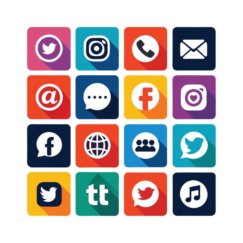 Social Media Icon Set Collection for Websites and Mobile Applications vector