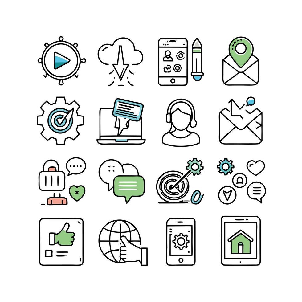 Social Media Icon Set Collection for Websites and Mobile Applications vector
