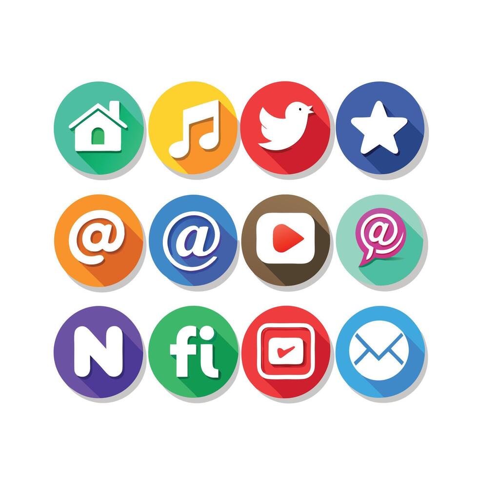 Social Media Icon Set Collection for Websites and Mobile Applications vector