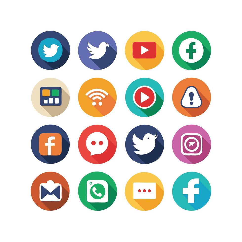 Social Media Icon Set Collection for Websites and Mobile Applications vector