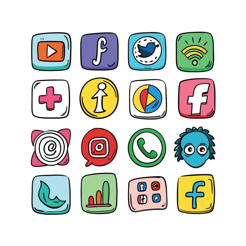 Social Media Icon Set Collection for Websites and Mobile Applications vector
