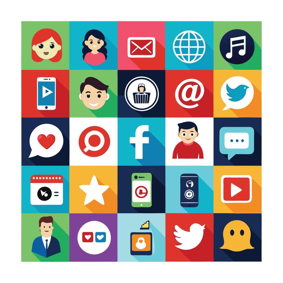 Social Media Icon Set Collection for Websites and Mobile Applications vector
