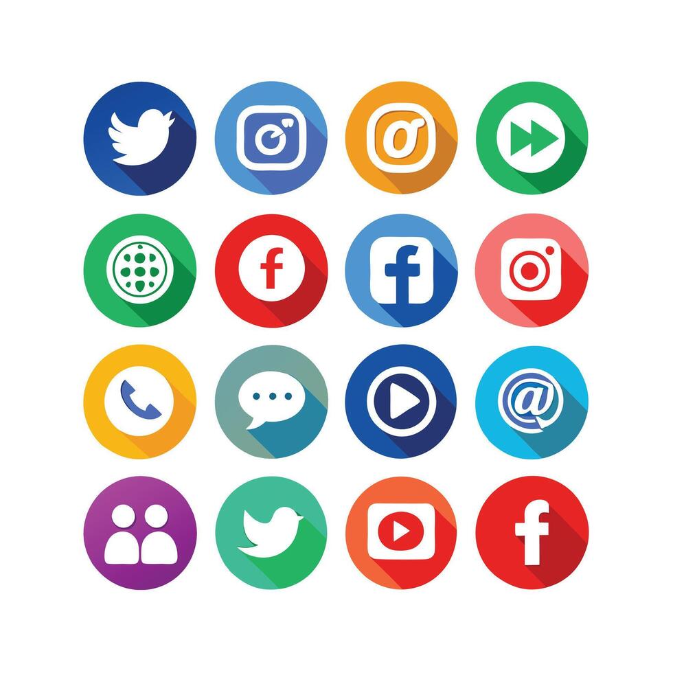 Social Media Icon Set Collection for Websites and Mobile Applications vector