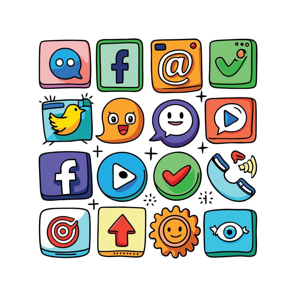 Social Media Icon Set Collection for Websites and Mobile Applications vector
