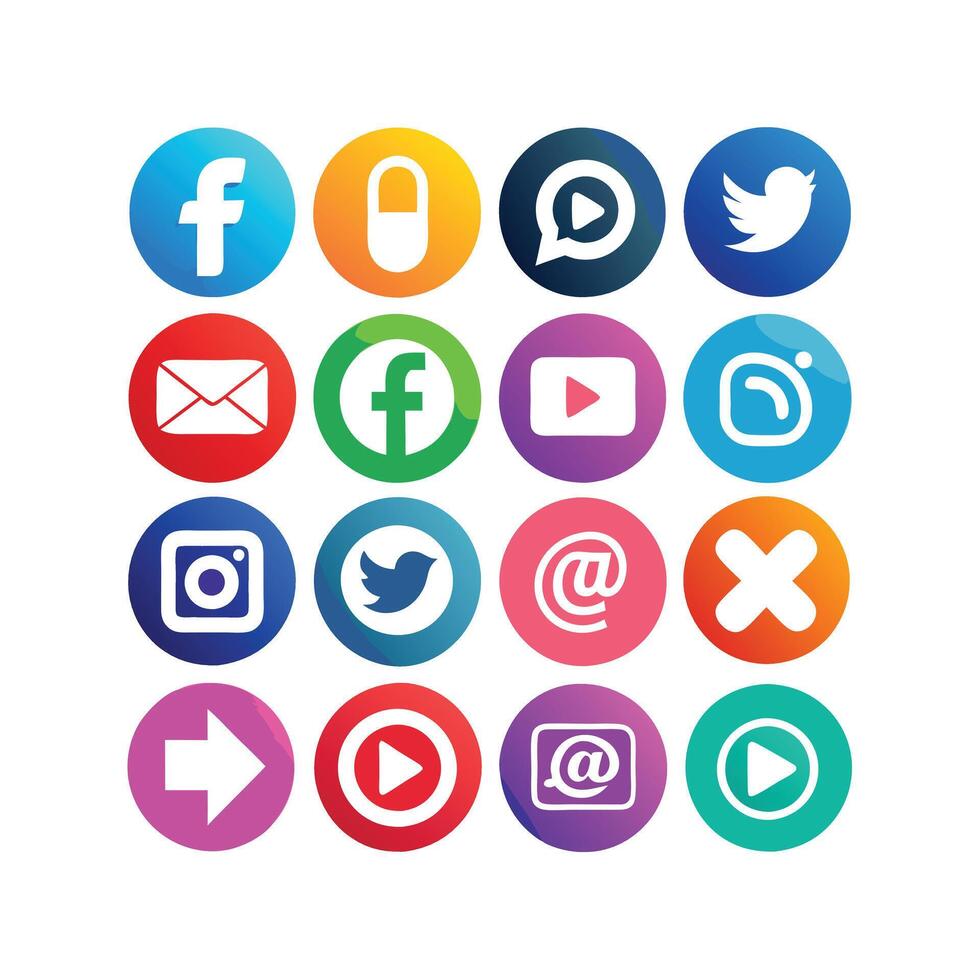 Social Media Icon Set Collection for Websites and Mobile Applications vector