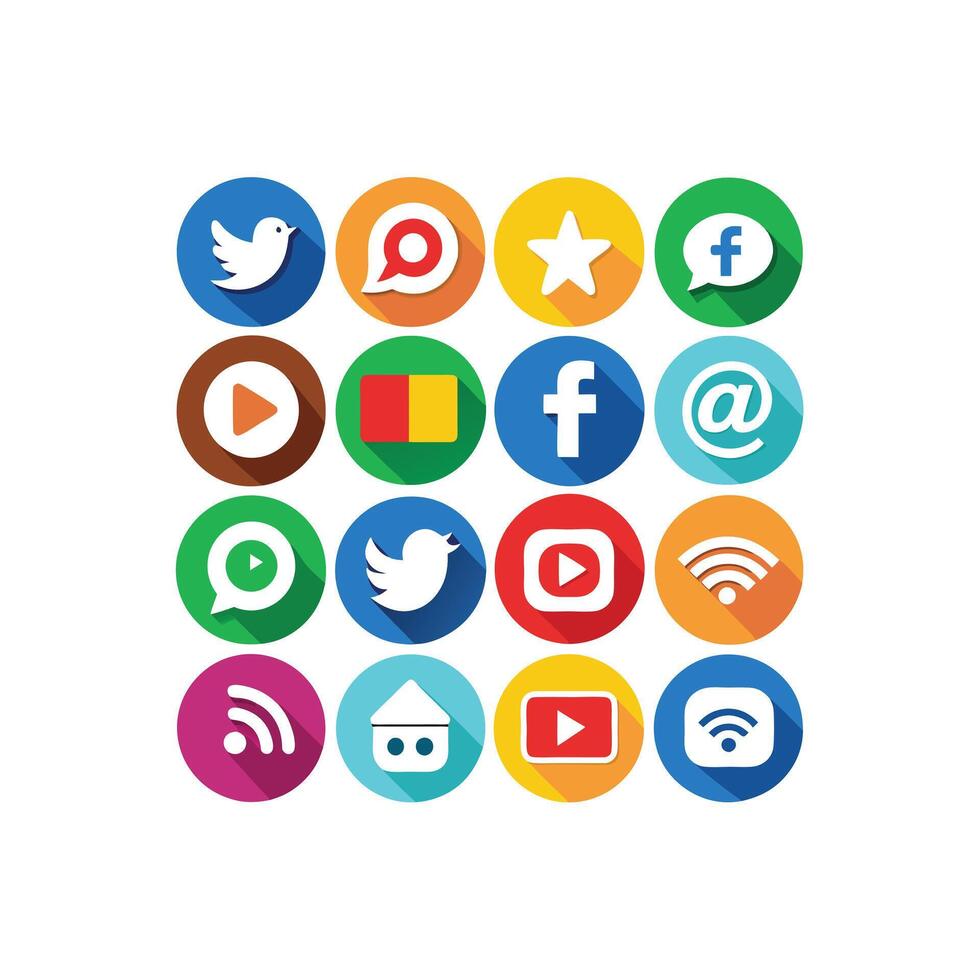 Social Media Icon Set Collection for Websites and Mobile Applications vector