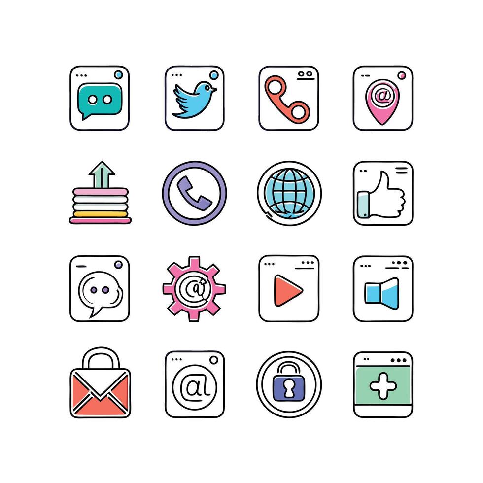 Social Media Icon Set Collection for Websites and Mobile Applications vector