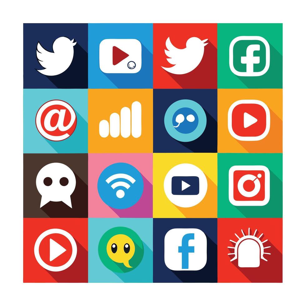 Social Media Icon Set Collection for Websites and Mobile Applications vector
