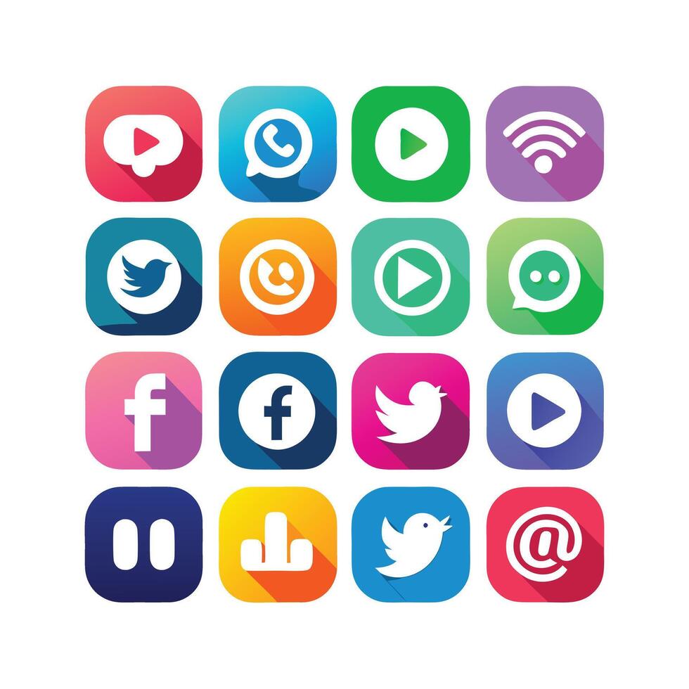 Social Media Icon Set Collection for Websites and Mobile Applications vector