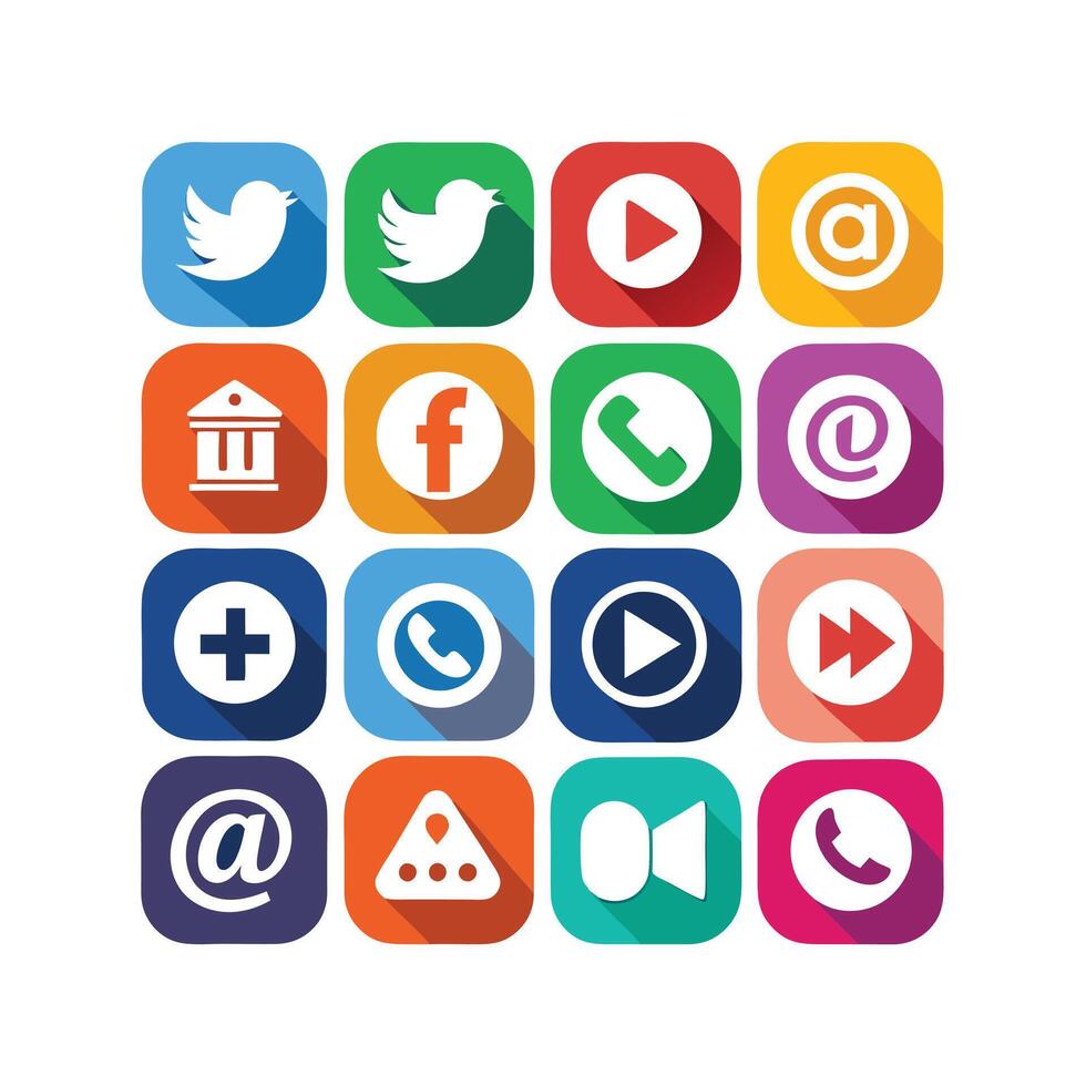 Social Media Icon Set Collection for Websites and Mobile Applications vector