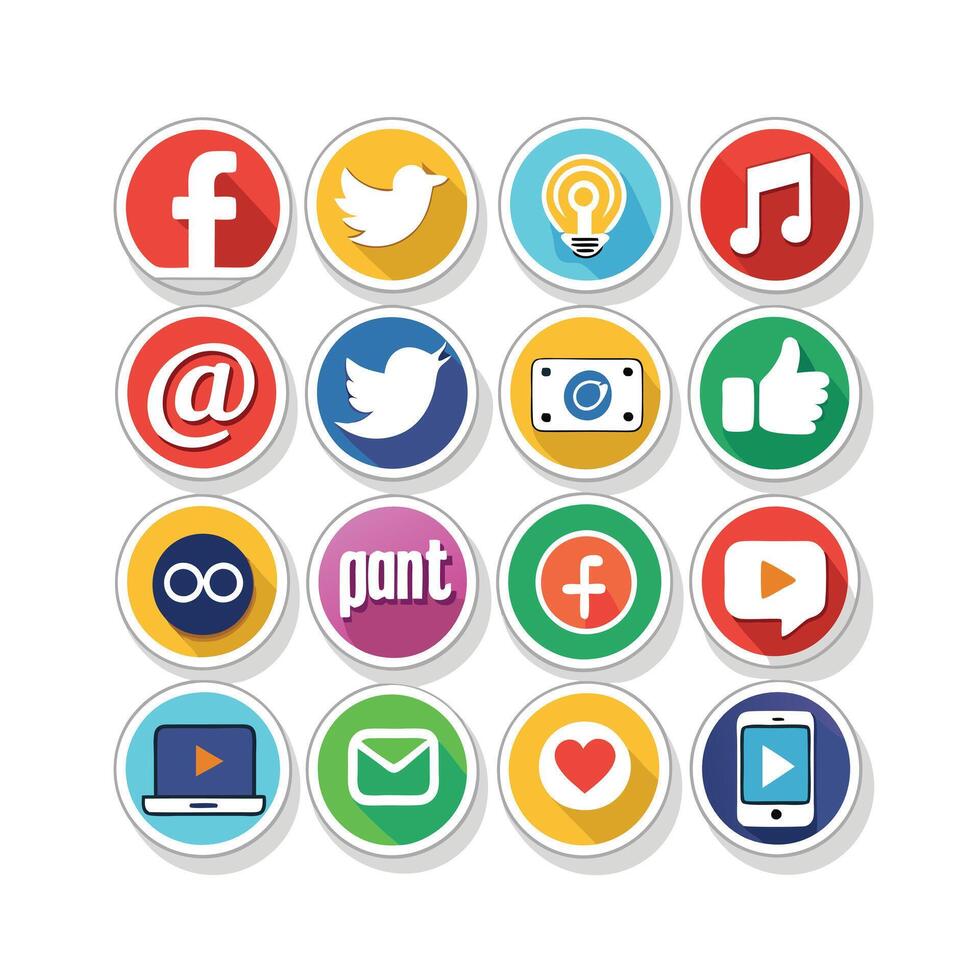 Social Media Icon Set Collection for Websites and Mobile Applications vector