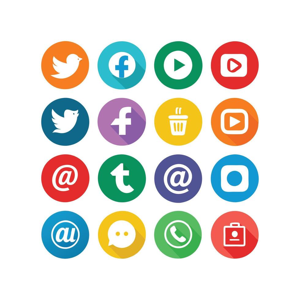 Social Media Icon Set Collection for Websites and Mobile Applications vector