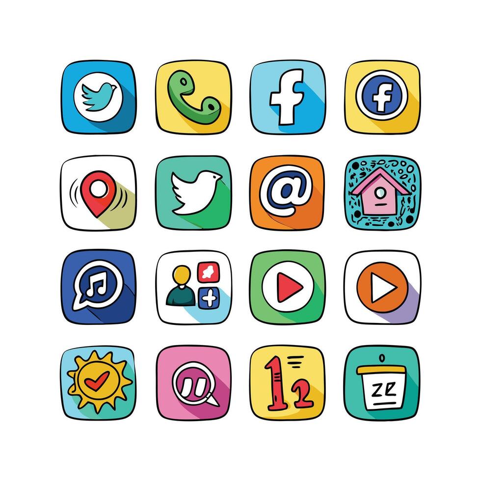 Social Media Icon Set Collection for Websites and Mobile Applications vector