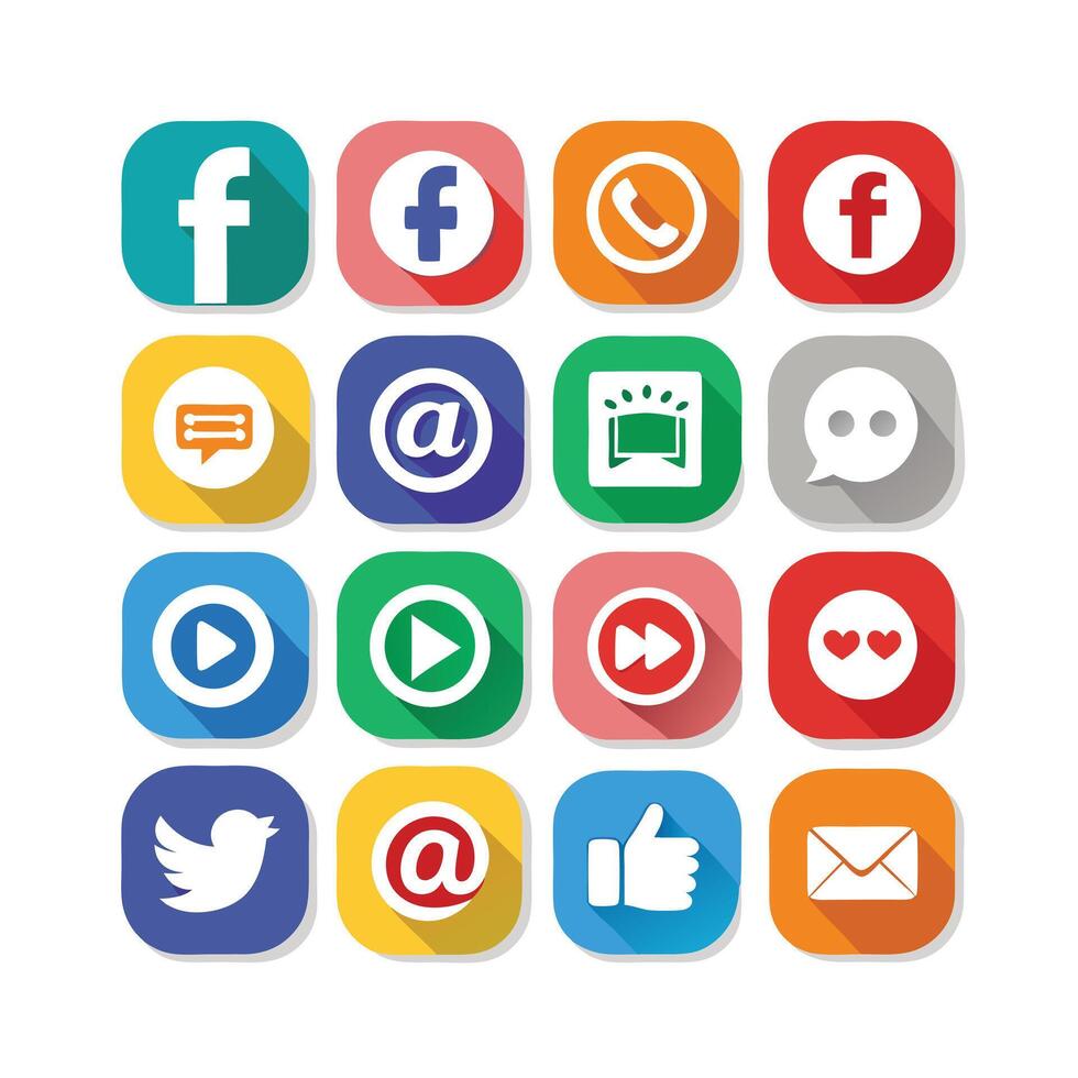 Social Media Icon Set Collection for Websites and Mobile Applications vector